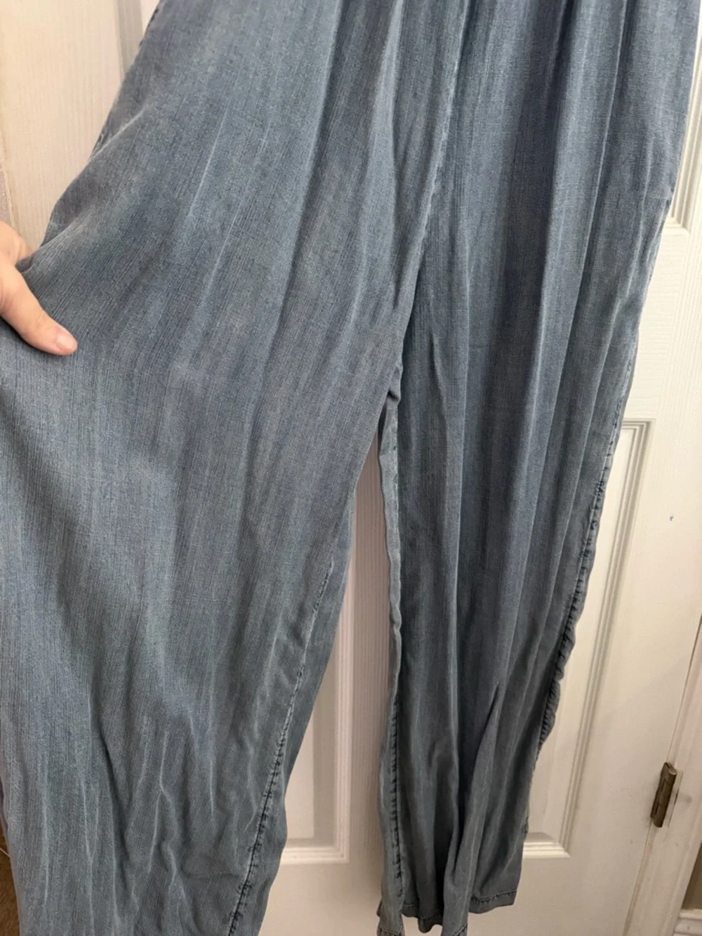 bohme Light Blue Smocked Jumpsuit with Puff Sleeves - Picture 2 of 5